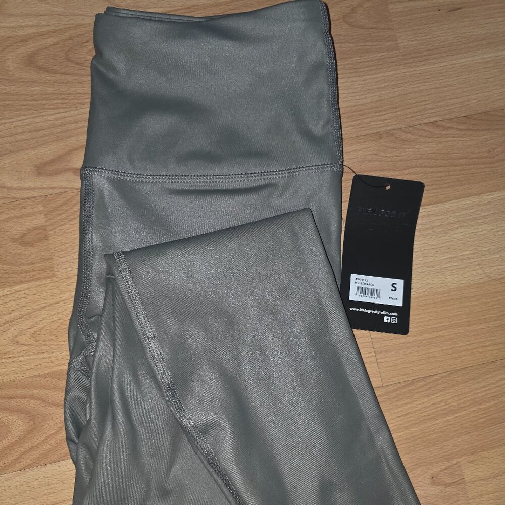 90 Degree By Reflex Womens High Waist High Shine Faux Leather Ankle Leggings